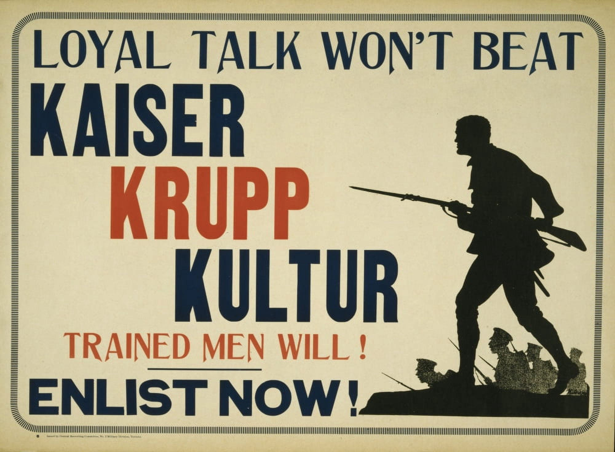 Canadian WWI Recruitment Poster 1915 Kaiser Krupp Kultur Canvas Art - Unknown (24 x 36)