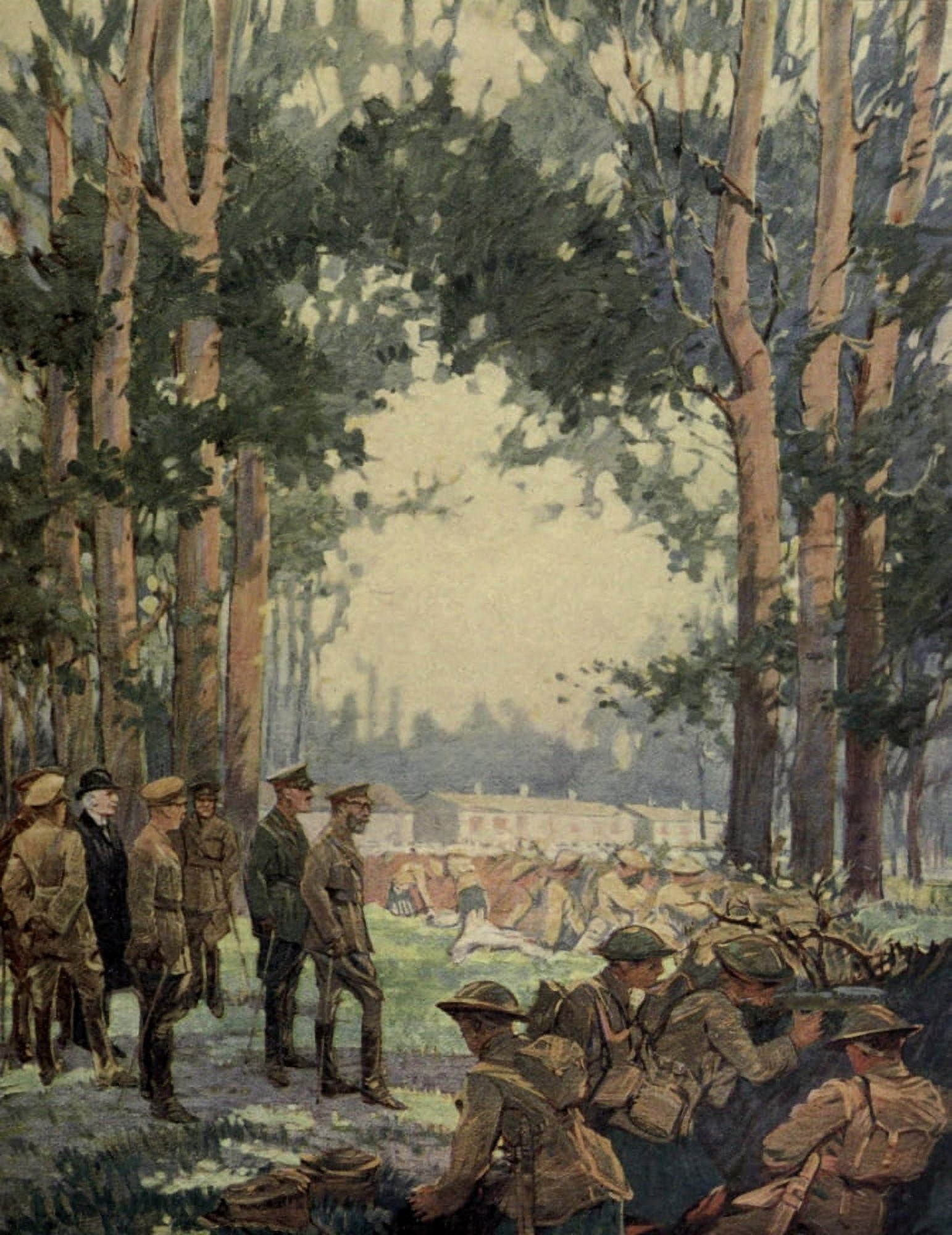 Canadian War Memorials c1919 Kings visit to Canadian Troops 1918 Canvas Art - Charles Simpson (24 x 36)