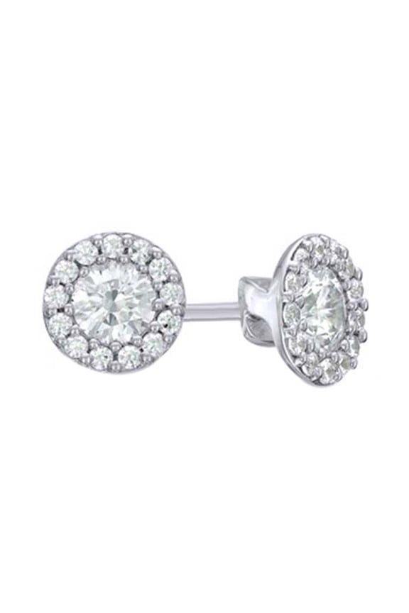 Canadian White Natural Diamond Stud Earrings In 14K Solid White Gold (0.38 Ct)