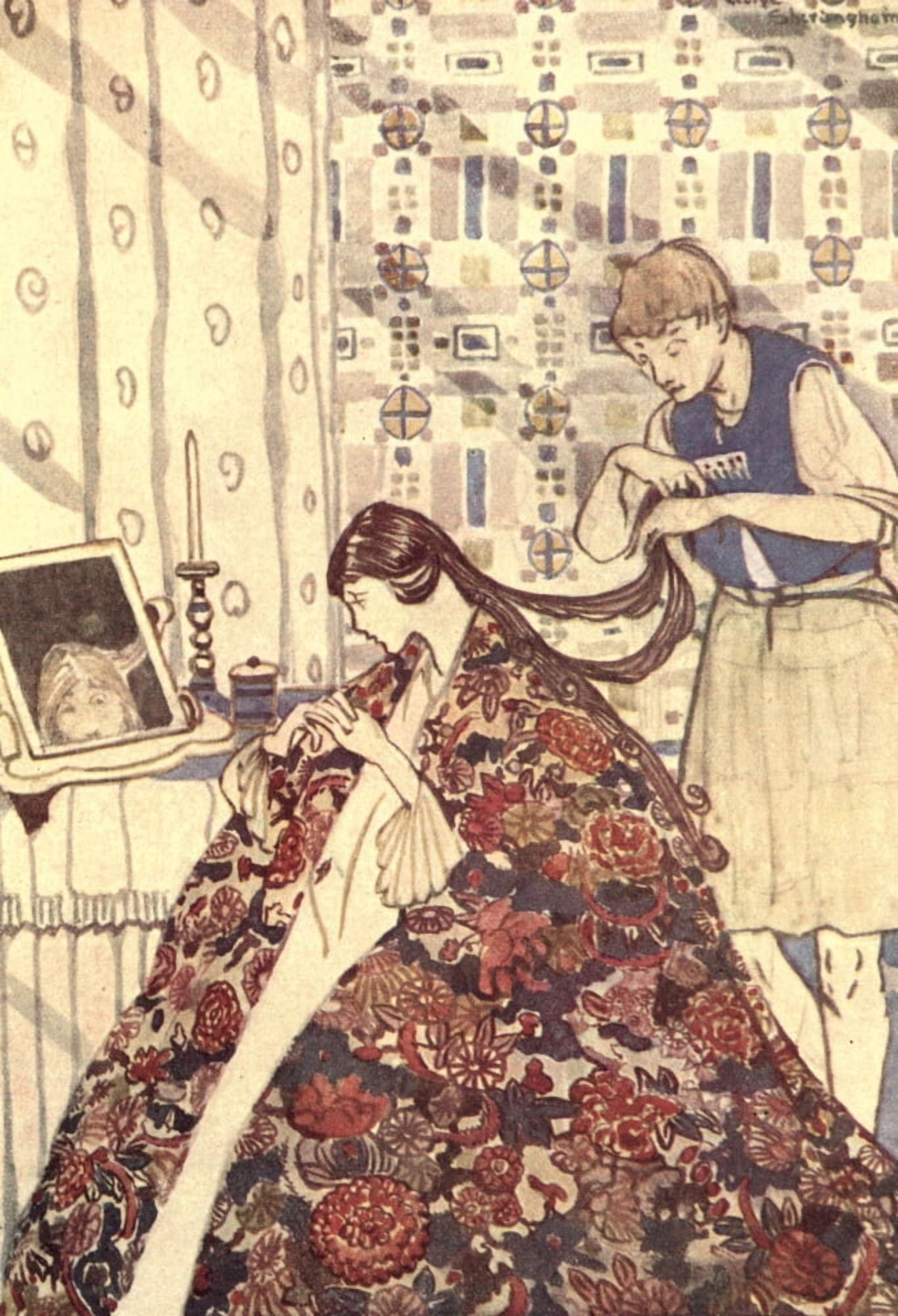 Canadian Wonder Tales 1918 Woman in big dress Canvas Art - George Sheringham (18 x 24)