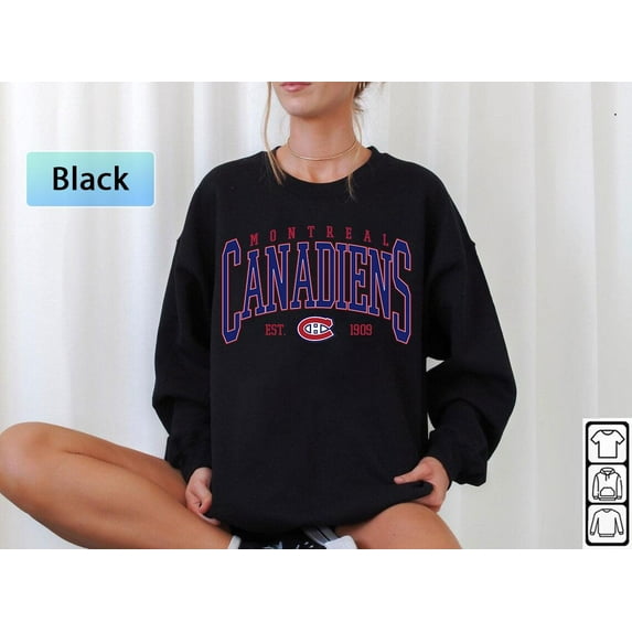Canadiens Hockey Sweatshirt, Vintage Graphic Tee, Montreal Hockey Gift For Fan,Black Color,Size 3XL