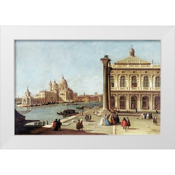 Canal, Giovanni Antonio 24x17 White Modern Wood Framed Museum Art Print Titled - Entrance To Grand Canal, Venice