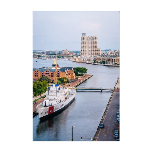Canal, Inner Harbor - Baltimore Maryland Photography Harbor City Boat Skyline Architecture Travel Poster Unframed Wall Art Print 32 x 48 inches