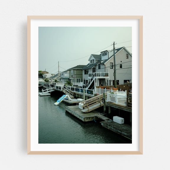 Canal, Long Beach 01 - Long Beach New York Photography Oak Framed Wall Art Print 24 x 30 inches