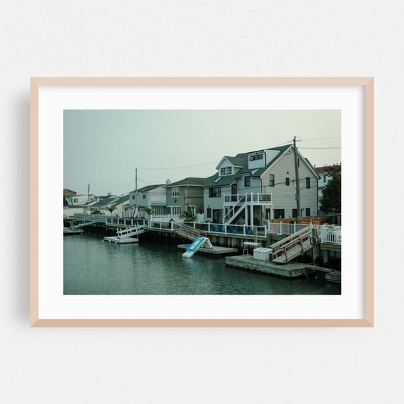 Canal, Long Beach 05 - Long Beach New York Photography Oak Framed Wall Art Print 24 x 36 inches