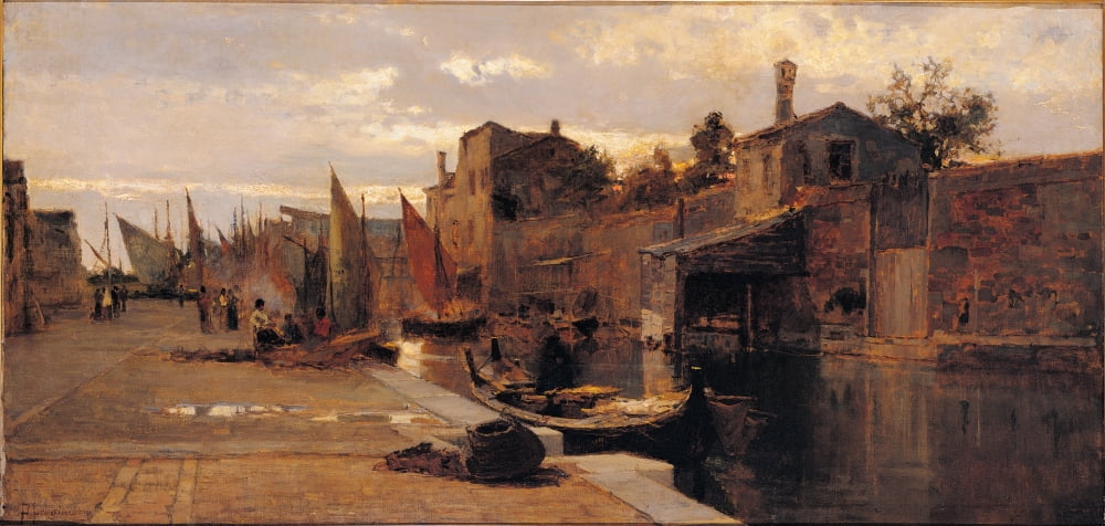 Canal Of The Venetian Lagoon Canvas Art - (24 x 18)