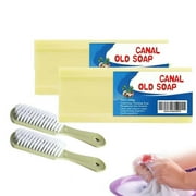Canal Old Soap with Brush,Canal Soap, Canal Soap Bar for Stains,Magic Soap Bar Stain Remover , Easily Remove Stains From Clothes