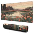 thumbnail image 1 of Canal Pink Tulip Flowers Gaming Mouse Mat,Rectangle XX Large Non-Slip Rubber Gaming Mouse Pad with Stitched Edges, Office Mouse Pad for Women Men Kids, 31.5x15.7, 1 of 7