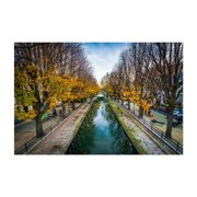 Canal Saint-Martin - Paris France Photography Autumn Scenic Nature Landscape Bridge Water Unframed Wall Art Print 32 x 48 inches