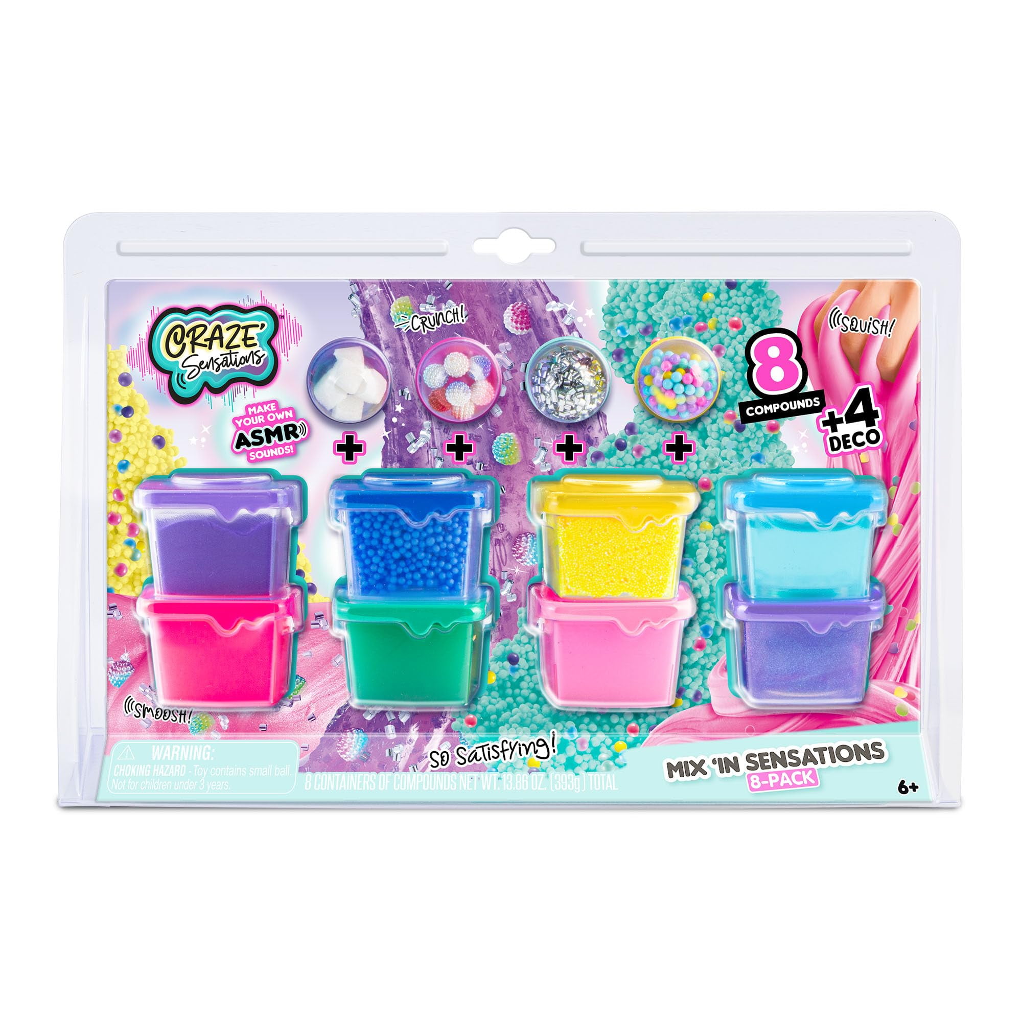 Craze Sensations Multicolor ASMR Compound 8-Pack with Deco Mix