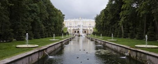 Canal at Grand Cascade at Peterhof Grand Palace St Petersburg Russia Canvas Art - Panoramic Images (30 x 13)