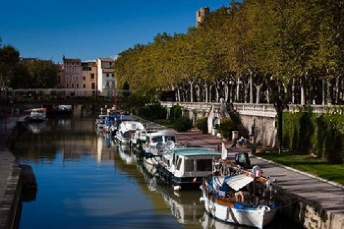 Canal de la Robine by the Cours Mirabeau Canvas Art - Walter Bibikow DanitaDelimont (36 x 24)