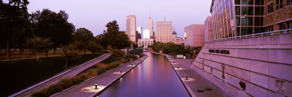 Canal in a city Indianapolis Canal Walk Indianapolis Indiana USA Canvas Art - Panoramic Images (27 x 9)
