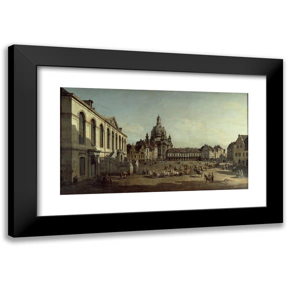 Canaletto 18x12 Black Modern Framed Museum Art Print Titled - View of the Neumarkt in Dresden from the Judenhofe (1749)