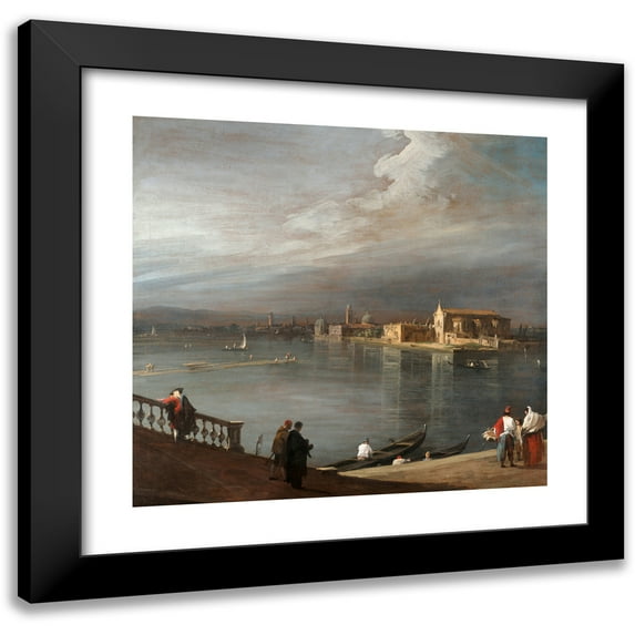 Canaletto 21x20 Black Modern Framed Museum Art Print Titled - San Cristoforo, San Michele, and Murano from the Foundation New, Venice (1722-1723)
