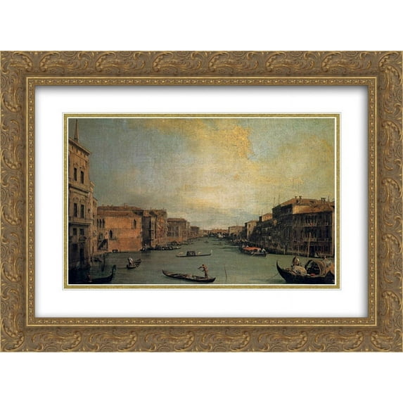 Canaletto 2x Matted 24x18 Gold Ornate Framed Art Print 'The Grand Canal'