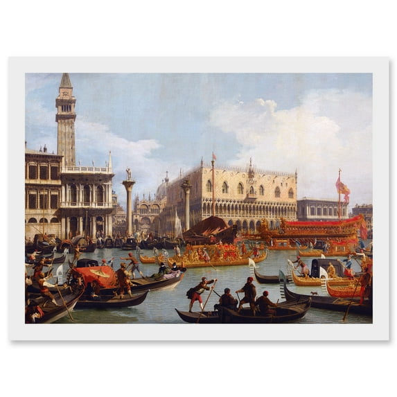 Canaletto Bucentaurs Return Venice Italy Painting Artwork Framed Wall Art Print A4