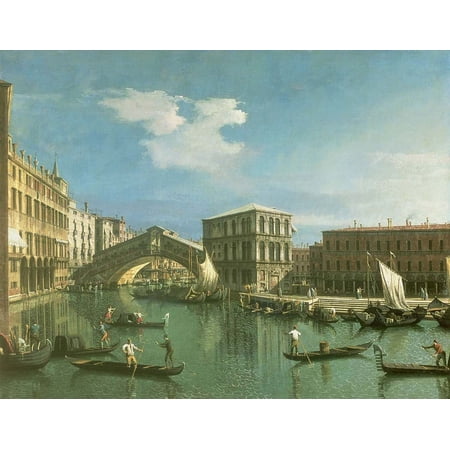 Canaletto "The Rialto Bridge" (18th) Glossy Poster