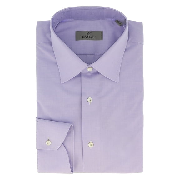 Canali Blue Micro Pattern Pure Cotton Formal Mens Dress Shirts