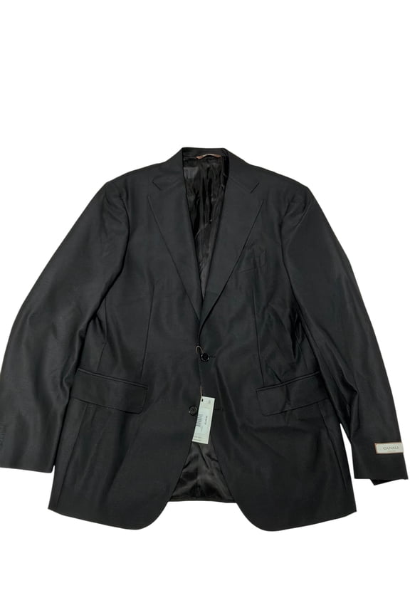 Capri Black Textured Solid Slim Fit Suit Jacket Blazer 42L Black Wool