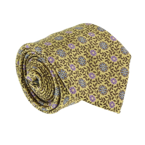 Canali Gold Pure Silk Mosaic Tile Pattern Tie- Blade Width 3in for Mens