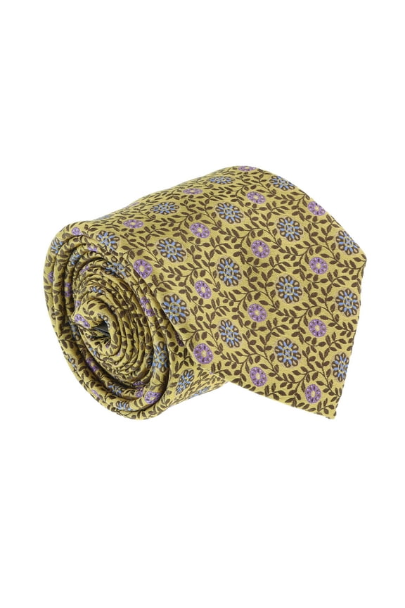 Gold Pure Silk Mosaic Tile Pattern Tie- Blade Width 3in for Mens