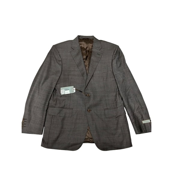 Canali Siena Sharkskin Regular Fit Suit Jacket Blazer US 40S EU 50C Brown Wool