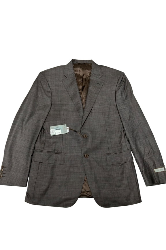 Siena Sharkskin Regular Fit Suit Jacket Blazer US 40r EU 50R Brown Wool