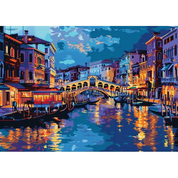 Canals in Venice City Scene DIY 11CT Stamped Cross Stitch Kits for Beginners Easy Needlepoint Embroidery Counted Cross Stitch Art Craft for Wall Decoration 20x28inch(2)