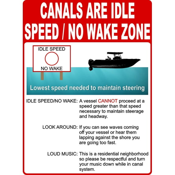 Canals are Idle Speed/No Wake Zone Sign