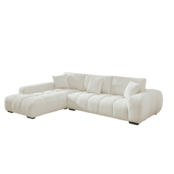 Canam L-shaped Upholstered Left Facing Chaise Sectional Sofa White