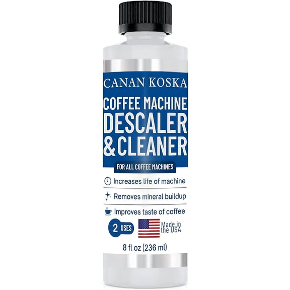 Canan Koska Coffee Machine Descaler 8 oz Universal Descaling Solution for All Coffee Makers Drip Machines Removes Limescale Calcium Buildup 2 Uses