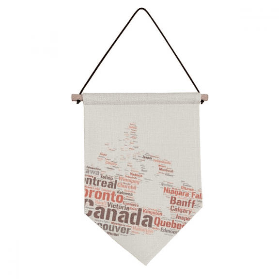 Cananda Map with City Names Landmarks Canvas Flag Hanging Wall Art Decor Banner