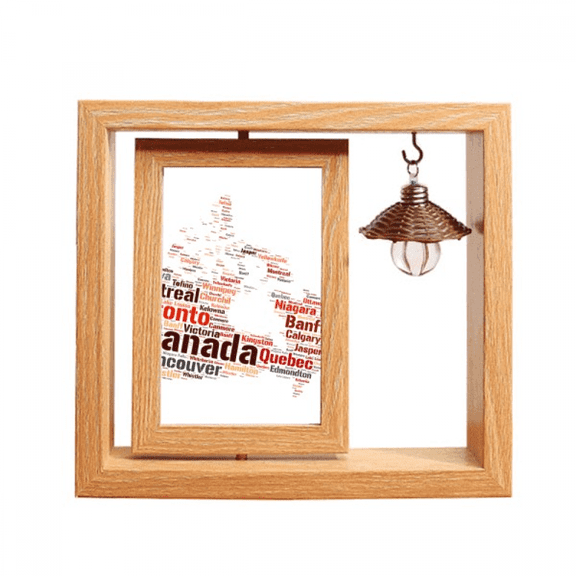 Cananda Map with City Names Landmarks Wooden Rotating Picture Photo Frame 4x6