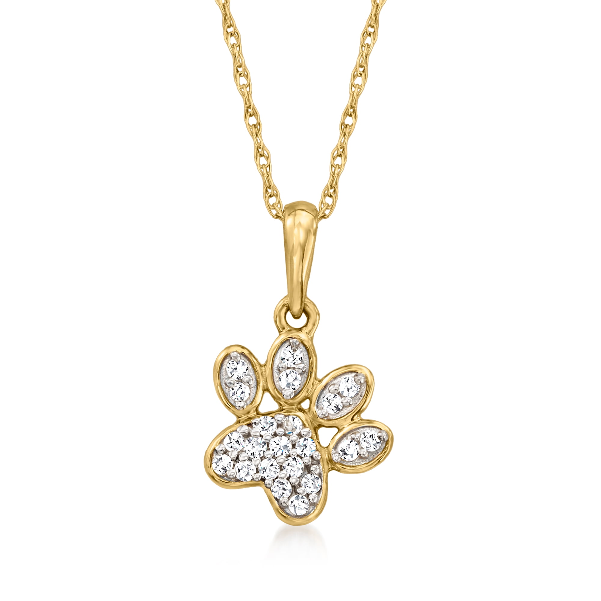 Canaria 0.10 ct. t.w. Diamond Paw Print Pendant Necklace in 10kt Yellow Gold, Women's, Adult
