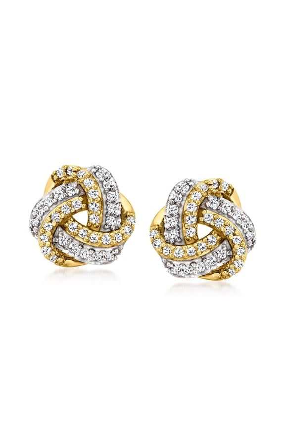 Ross-Simons 0.20 ct. t.w. Diamond Love Knot Earrings in 10kt Yellow Gold, Women's, Adult