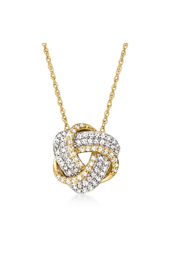 Ross-Simons 0.20 ct. t.w. Diamond Love Knot Pendant Necklace in 10kt Yellow Gold, Women's, Adult