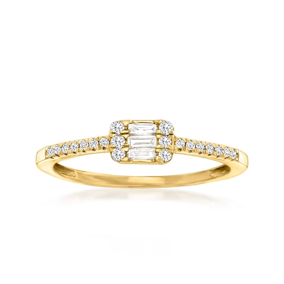 Ross-Simons 0.20 ct. t.w. Diamond Rectangular Cluster Ring in 10kt Yellow Gold, Women's, Adult