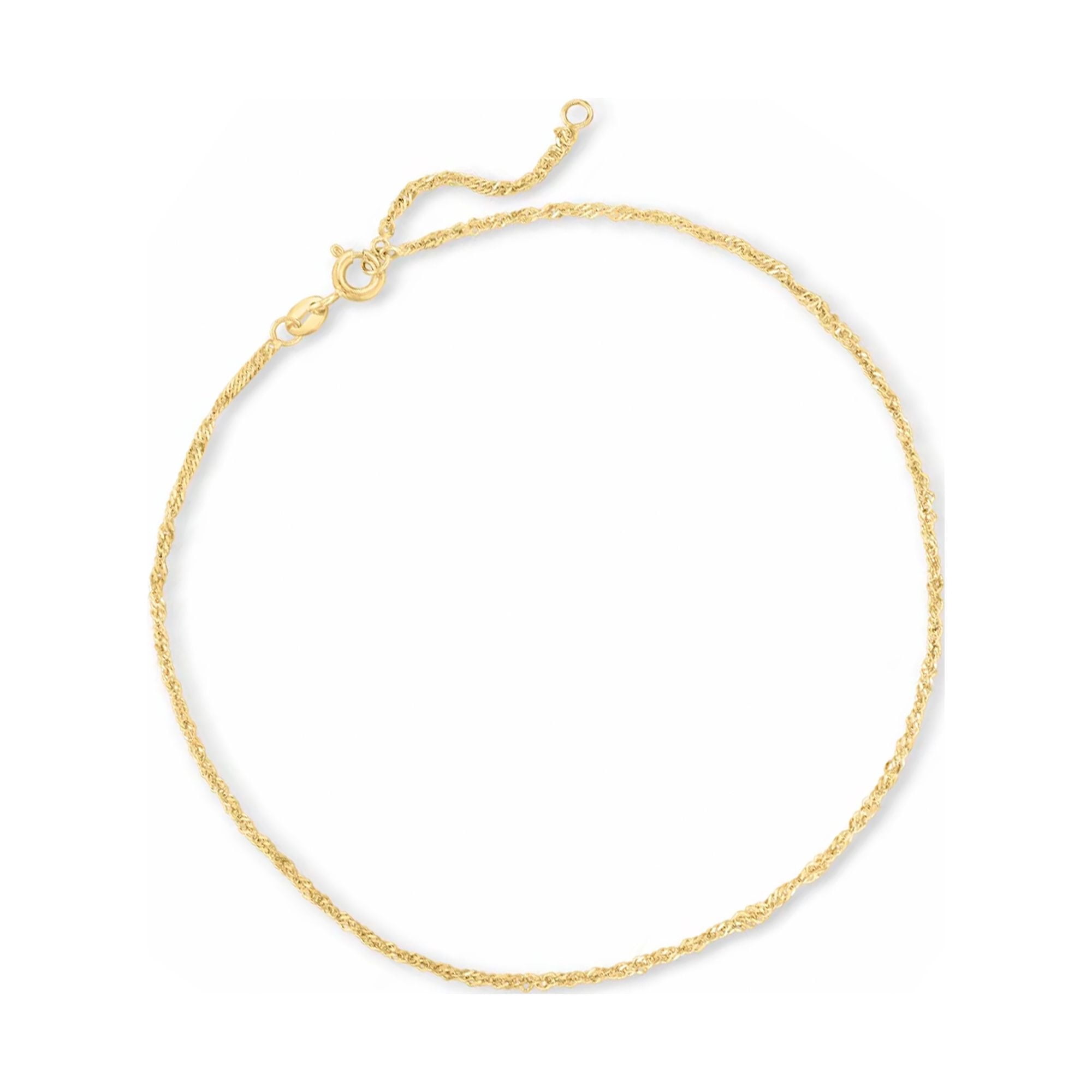Ross-Simons 1.5mm 10kt Yellow Gold Singapore Chain Anklet, Women's, Adult