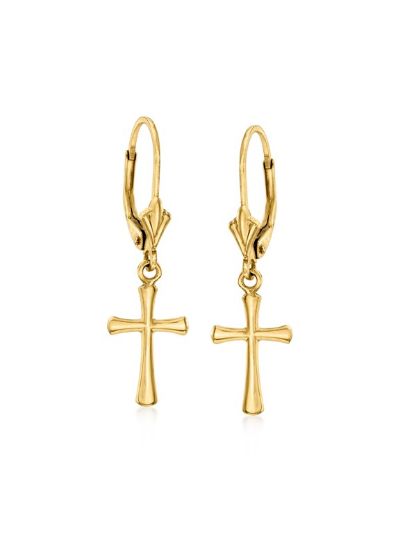 Ross-Simons 10kt Yellow Gold Cross Drop Earrings, Women's, Adult