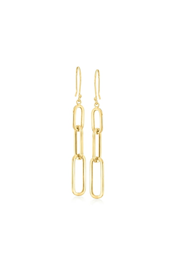 Ross-Simons 10kt Yellow Gold Graduated Paper Clip Link Drop Earrings, Women's, Adult