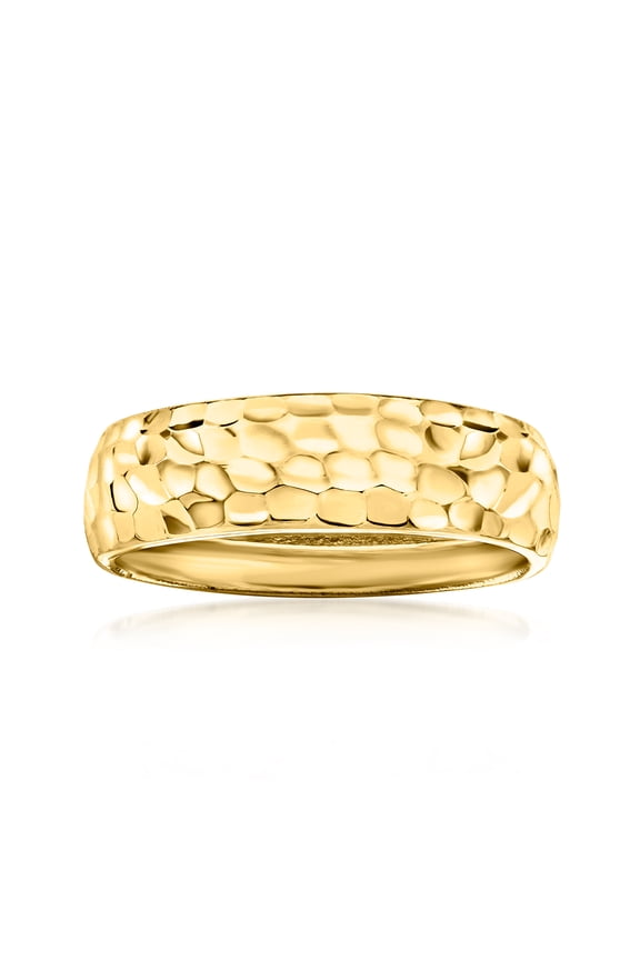 Ross-Simons 10kt Yellow Gold Hammered Round Groove-Pattern Ring, Women's, Adult