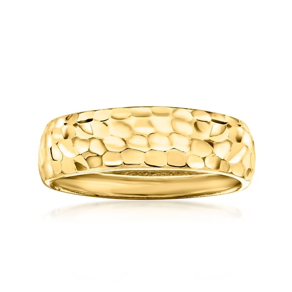Ross-Simons 10kt Yellow Gold Hammered Round Groove-Pattern Ring, Women's, Adult