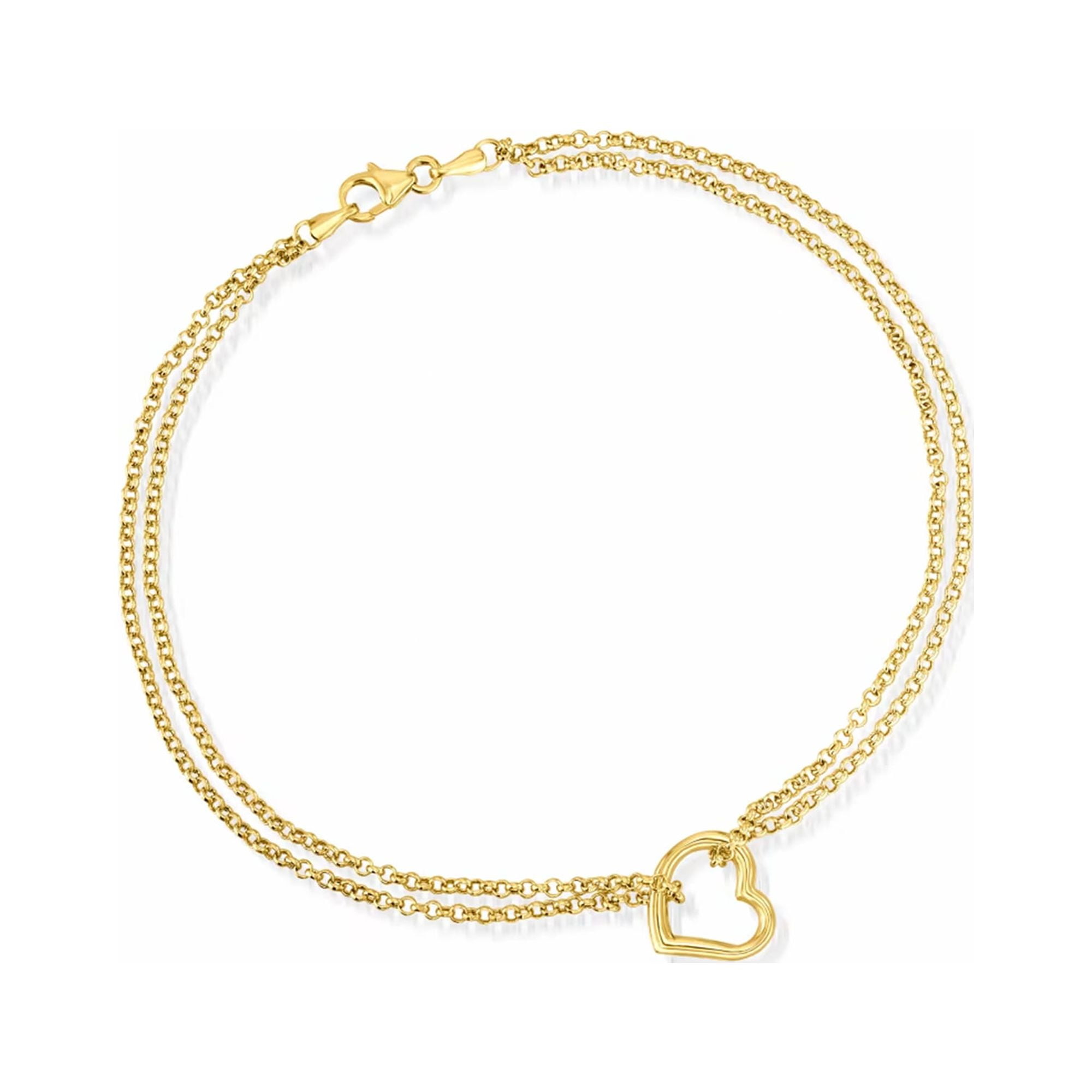Ross-Simons 10kt Yellow Gold Open-Space Heart Anklet, Women's, Adult