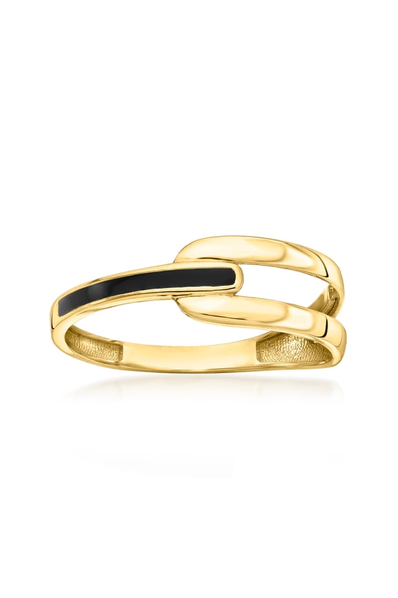 Ross-Simons 10kt Yellow Gold Open-Space Ring With Black Enamel, Women's, Adult