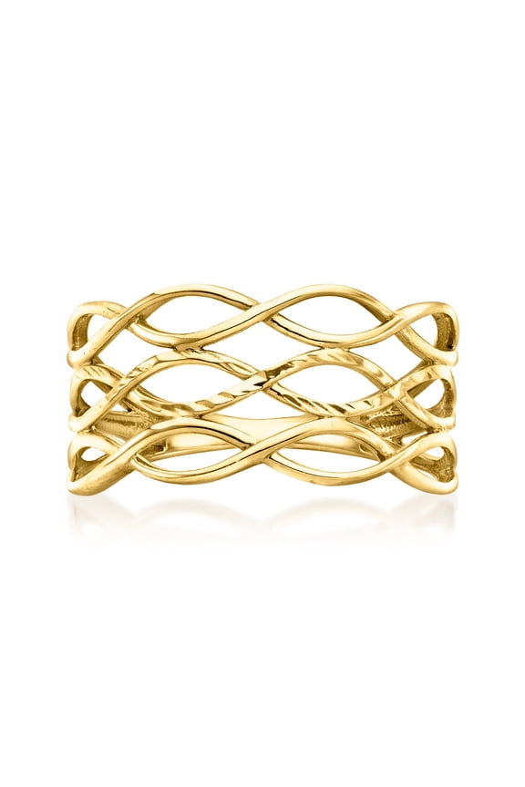 Ross-Simons 10kt Yellow Gold Open-Space Wave Ring, Women's, Adult