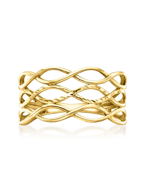 Ross-Simons 10kt Yellow Gold Open-Space Wave Ring, Women's, Adult