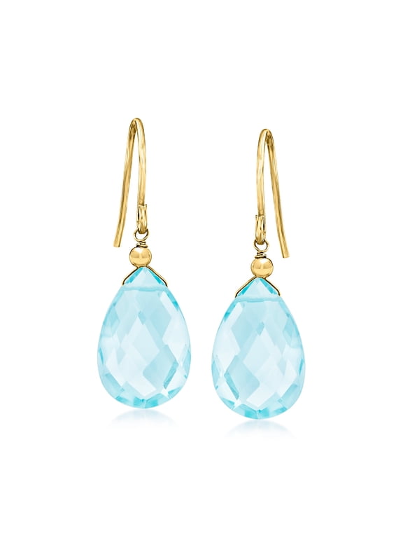 Ross-Simons 13.00 ct. t.w. Sky Blue Topaz Drop Earrings in 10kt Yellow Gold, Women's, Adult