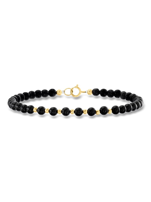 Ross-Simons 4-4.5mm Onyx Bead Bracelet in 10kt Yellow Gold, Women's, Adult