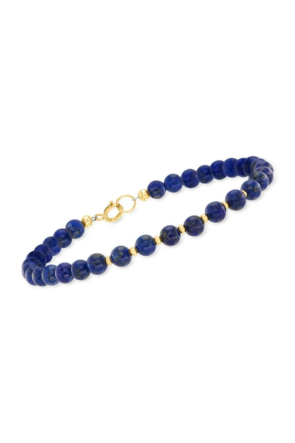 Ross-Simons 4-5mm Lapis Bead Bracelet in 10kt Yellow Gold, Women's, Adult